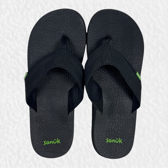 Sanuk Beer Cozy 2 Flip Flops Mens Size 13 Black Soft Squishy Memory Foam Sandals - Picture 1 of 9